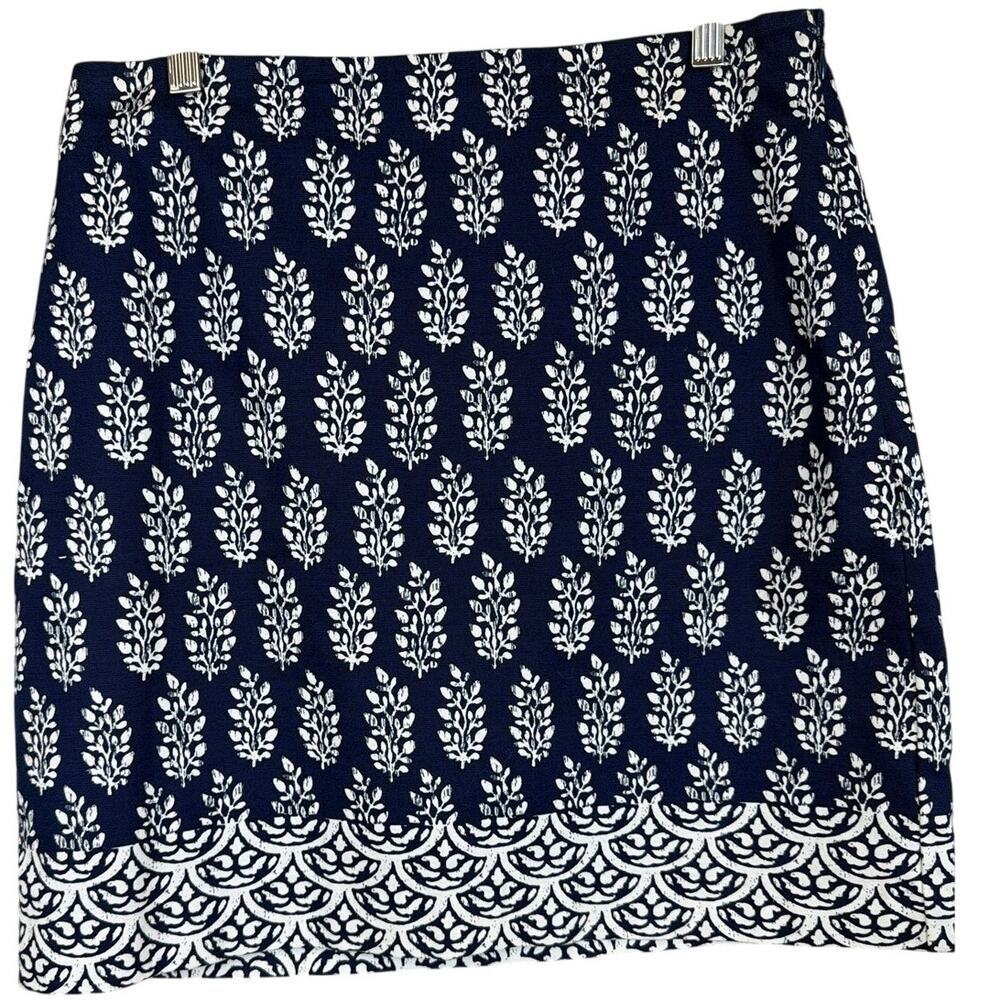 Talbots Blue and White Patterned Side Zip Mini Skirt 6P